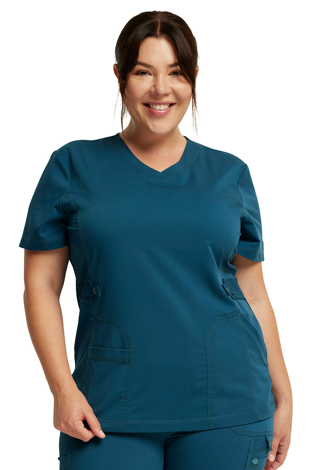 Balance by Dickies Women's Knitted Panel Solid Scrub Top